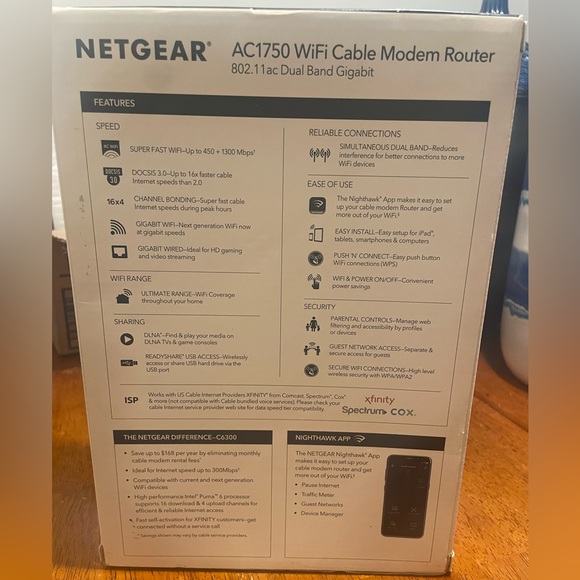 NETGEAR AC1750 WiFi Cable Modem Router - Picture 2 of 7